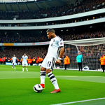 FC온라인 프리킥 성공 비법 - The Free Kick Expert**

"A professional football player in full uniform, striking a free kick with p...